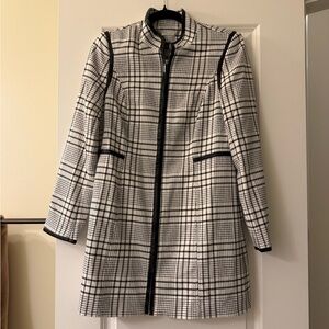 White House Black Market Black and White Long Coat